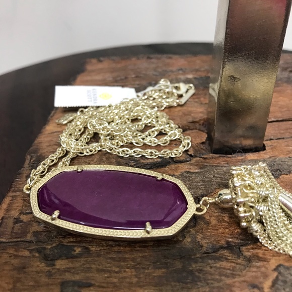 NWT Kendra Scott Gold Rayne Necklace in Purple Jade! - Picture 3 of 7